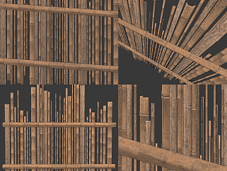 新中式竹子，竹竿，<em>篱笆</em>栏杆，栅栏su草图模型下载
