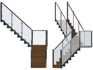 现代实木玻璃钢架<em>楼梯</em>su草图模型下载
