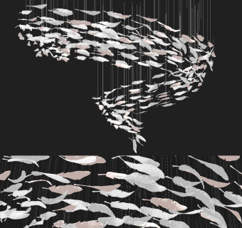 现代羽毛水晶树叶装饰吊灯su草图模型下载