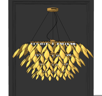 现代轻奢多层吊灯su草图模型下载