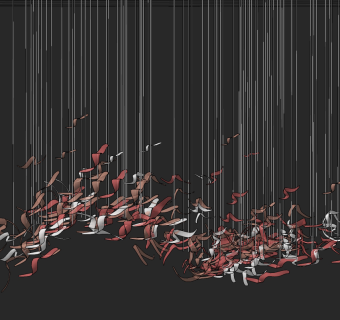 现代艺术，水景装饰大型吊灯su草图模型下载
