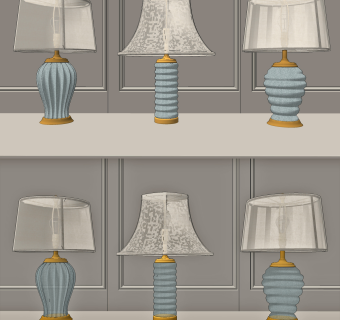 现代轻奢陶瓷台灯su草图模型下载