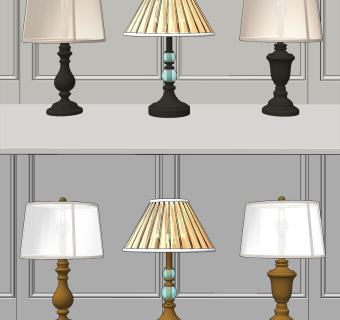 美式轻奢台灯su草图模型下载