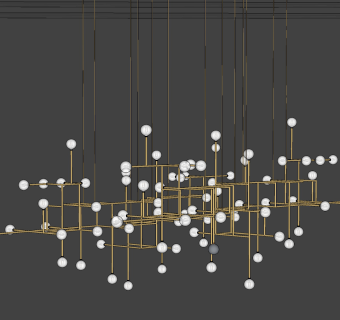 现代金属装饰吊灯su草图模型下载