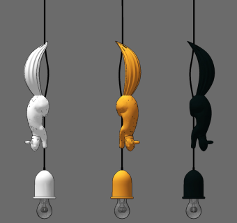 北欧小松鼠艺术吊灯su草图模型下载