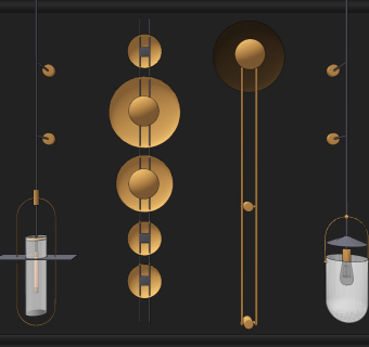现代轻奢长条形壁灯su草图模型下载