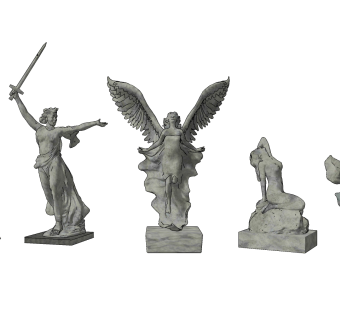 欧式人物雕塑，雕像摆件su草图模型下载