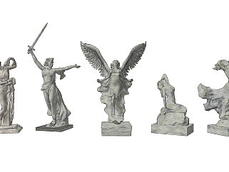 欧式人物雕塑，雕像摆件su草图模型下载