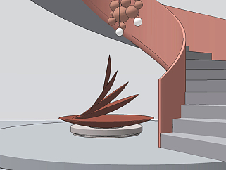 <em>现代抽象雕塑</em>，旋转楼梯su草图模型下载