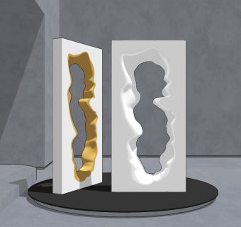 现代抽象镂空人物雕塑摆件su草图模型下载