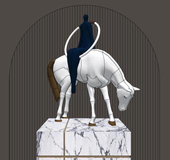 现代抽象人物骑马雕塑su草图模型下载
