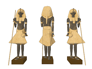 现代<em>埃及</em>法老雕塑，<em>雕像</em>su草图模型下载