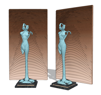 现代抽象艺术人物雕塑su草图模型下载