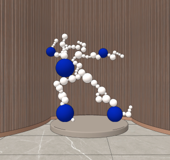 现代艺术球形抽象人物雕塑su草图模型下载