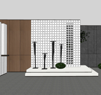 现代抽象雕塑，摆台su草图模型下载