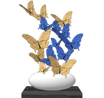 现代金属蝴蝶雕塑摆件su草图模型下载