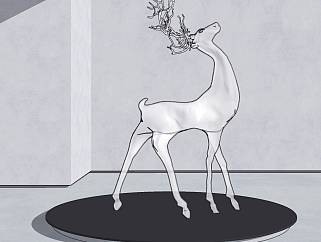 现代水晶鹿雕塑su草图模型下载