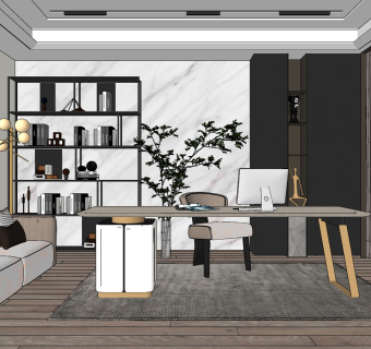 现代书房su草图模型下载