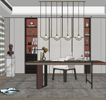 现代书房su草图模型下载