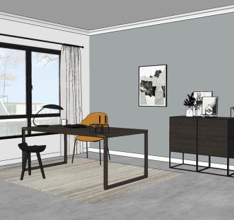 现代书房su草图模型下载