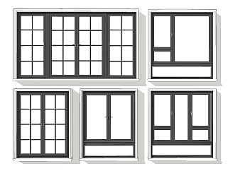 现代铝合金<em>窗户</em>，建筑窗su草图模型下载