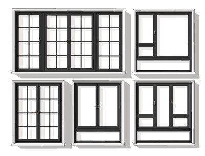 现代铝合金窗户，建筑窗su草图模型下载
