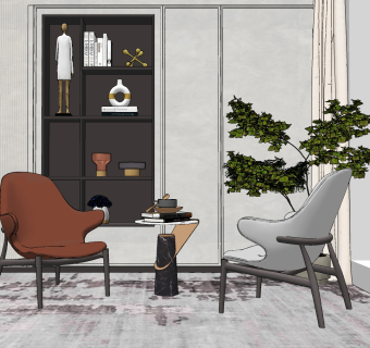 现代布艺休闲椅su草图模型下载