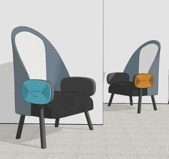 现代布艺休闲椅su草图模型下载