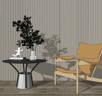 现代绒布休闲椅su草图模型下载