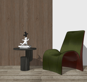 现代绒布休闲椅su草图模型下载