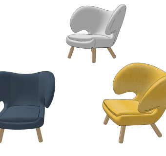 北欧布艺休闲椅su草图模型下载