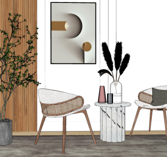 现代布艺休闲椅su草图模型下载