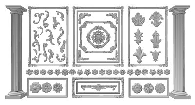 欧式角线石膏雕花罗马柱su草图模型下载