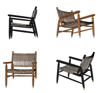 现代藤编休闲椅su草图模型下载