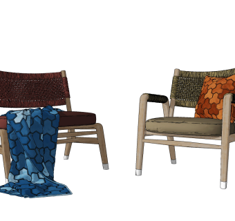 现代藤编休闲椅椅子su草图模型下载