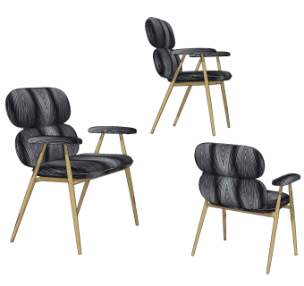 现代布艺休闲椅su草图模型下载