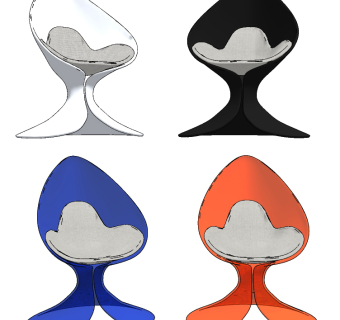 后现代亚克力时尚休闲椅蛋壳椅su草图模型下载