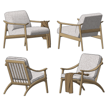 北欧布艺休闲椅su草图模型下载