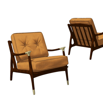 现代皮革休闲椅su草图模型下载