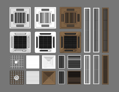 现代空调通风口出风口su草图模型下载