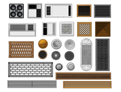 现代，欧式空调出风口排气扇su草图模型下载