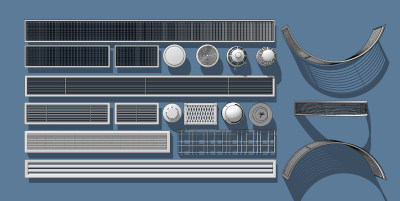 现代空调排风口，烟感圆形风口su草图模型下载