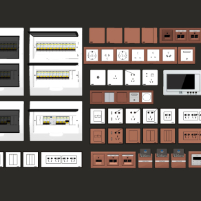 现代插座开关面板，电闸箱su草图模型下载