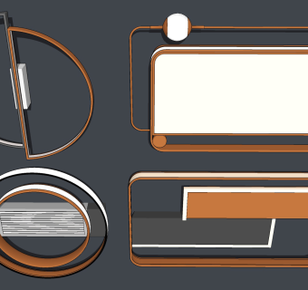 现代金属吸顶灯su草图模型下载