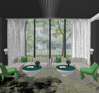 现代转角沙发su草图模型下载