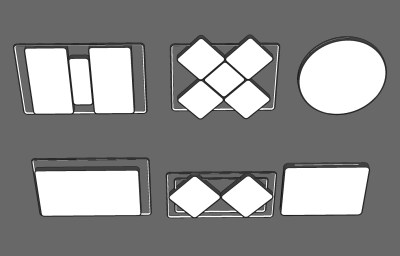 现代吸顶灯组合su草图模型下载