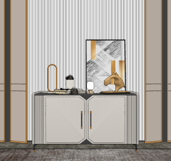现代边柜玄关柜su草图模型下载