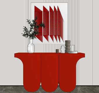 现代玄关柜su草图模型下载