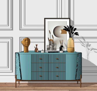 现代边柜柜玄关柜su草图模型下载