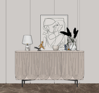 现代玄关柜su草图模型下载